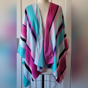 Multicolored Open Front Poncho